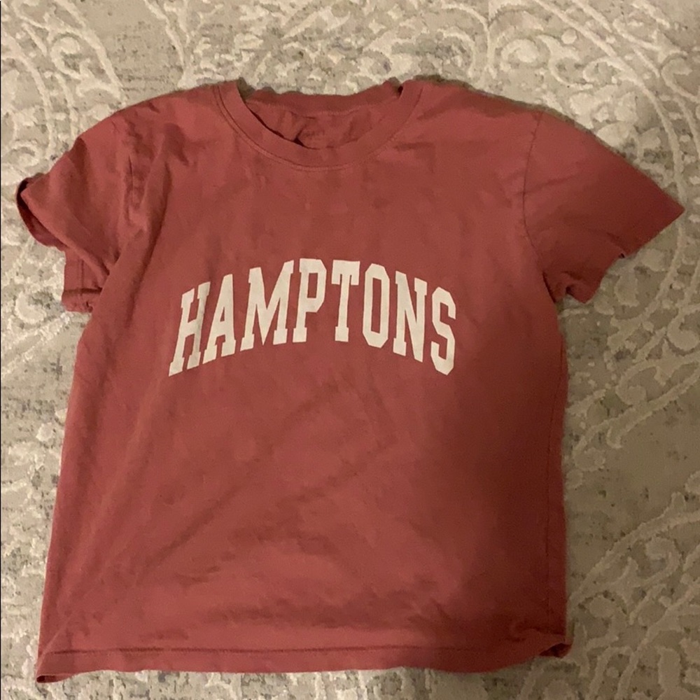 pink brandy melville hamptons cropped tee
